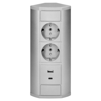 GNIAZDO MEBLOWE PODWÓJNE ORNO OR-GM-9039(GS)/G 2xUSB SCHUKO